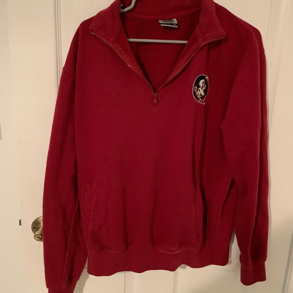 Maroon Quarter Zip FSU sweatshirt